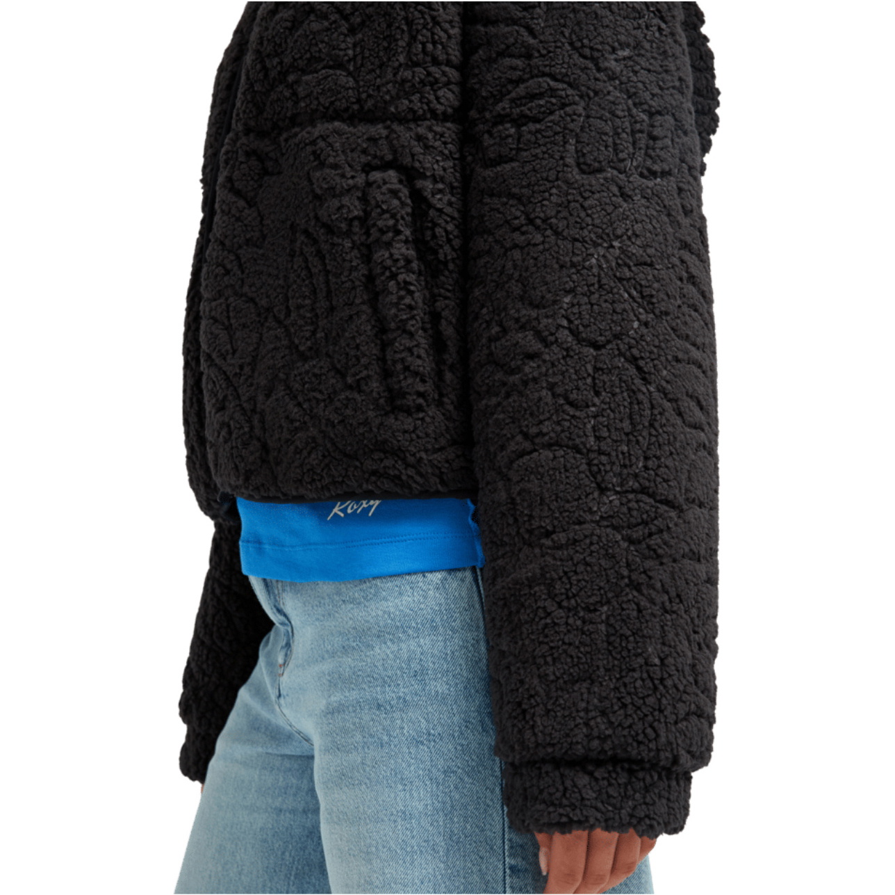 2026 Roxy Womens Blurry Cloud Full Zip Relaxed Fleece  ERJPF03212 - Anthracite Outline Mo